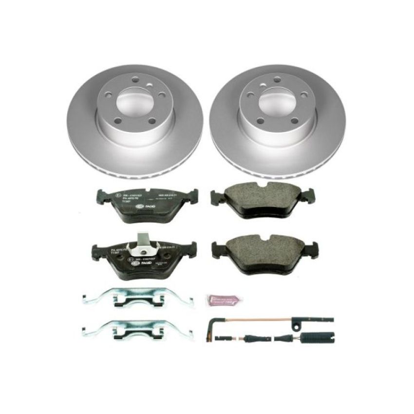 PowerStop ESK628 Genuine Geomet Coated Rotors, ECE-R90 Brake Pads + Hardware Kit