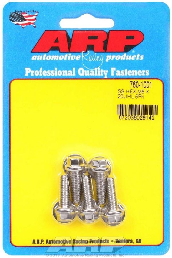 ARP ARP760-1001 S/S Bolt Kit - 6pt. (5) 6mm x 1.00 x 20mm