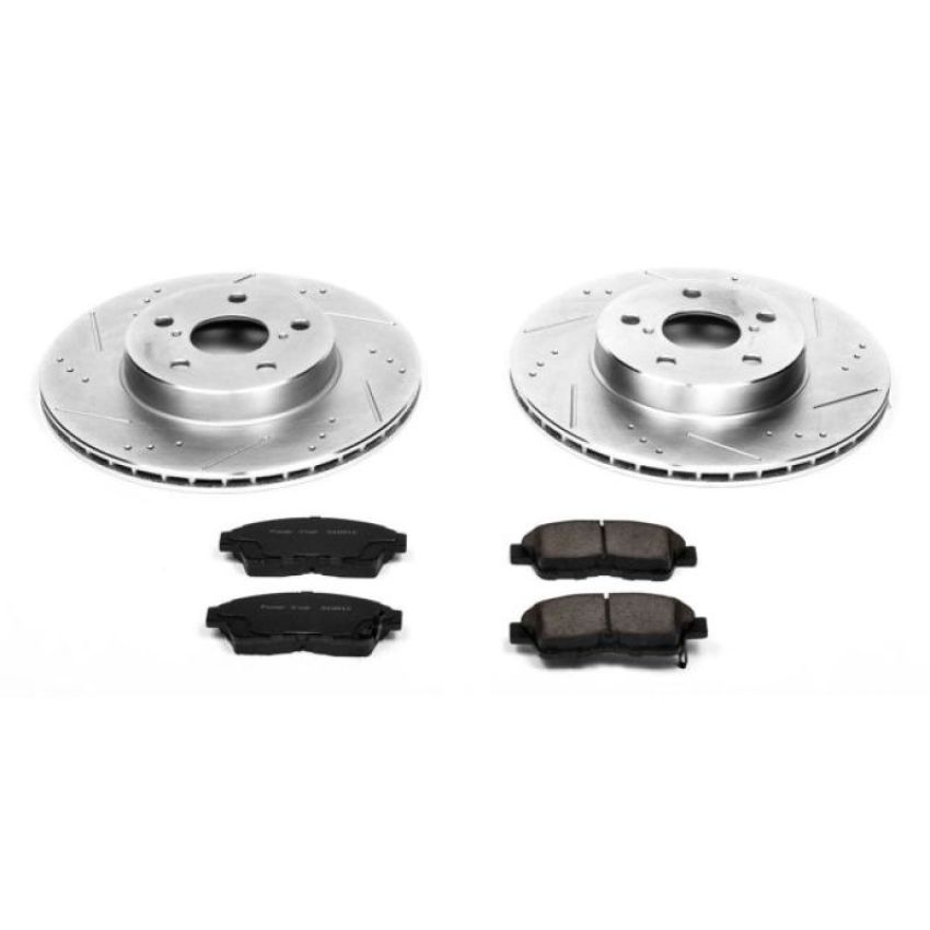PowerStop K3163 Z23 Daily Driver Carbon-Fiber Ceramic Brake Pad and Drilled & Slotted Rotor Kit