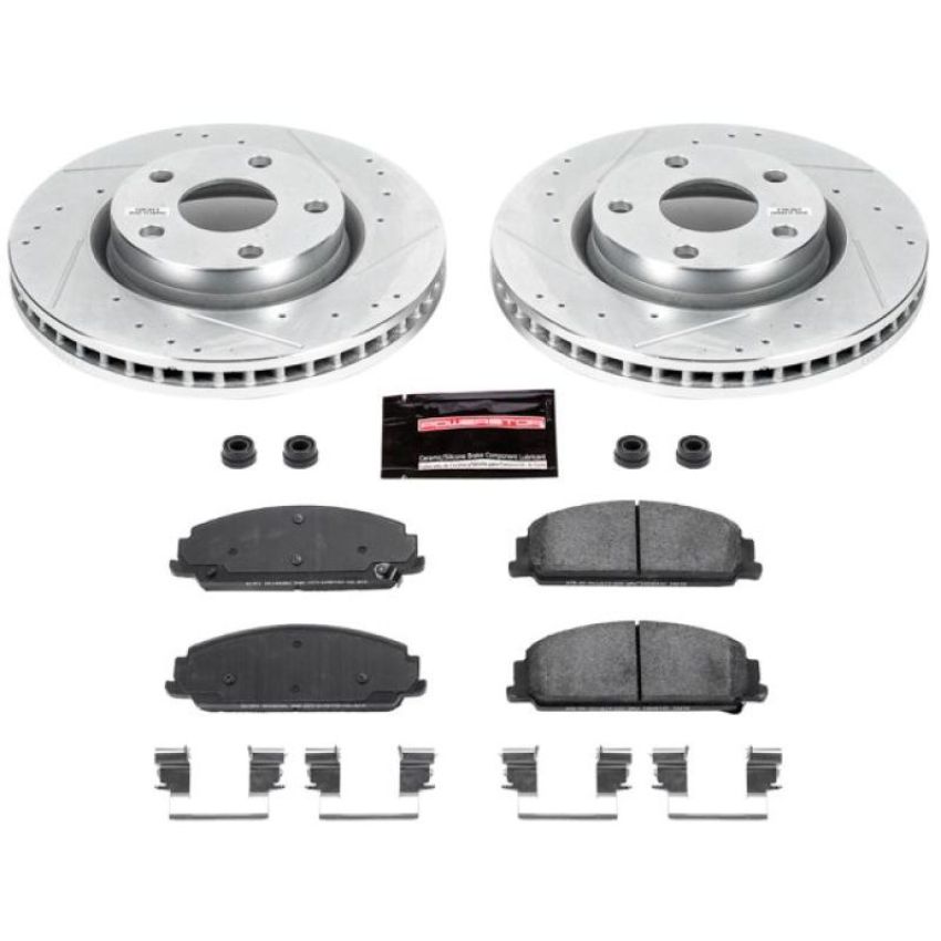 PowerStop K5526 Z23 Daily Driver Carbon-Fiber Ceramic Brake Pad and Drilled & Slotted Rotor Kit
