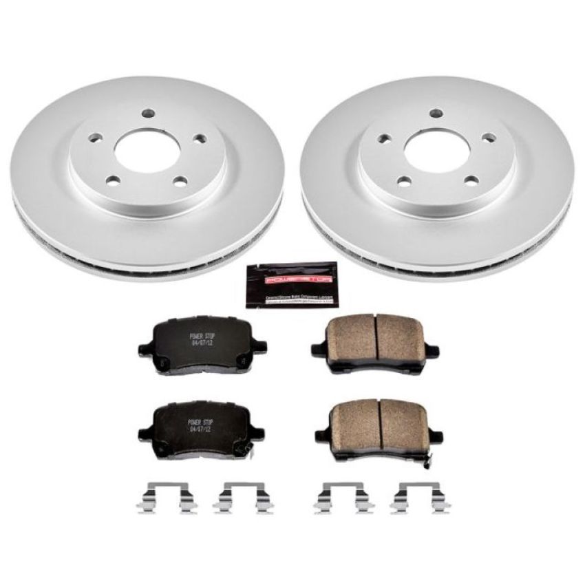 PowerStop CRK1448 Genuine Geomet Coated Rotor and Low-Dust Ceramic Brake Pad Kit