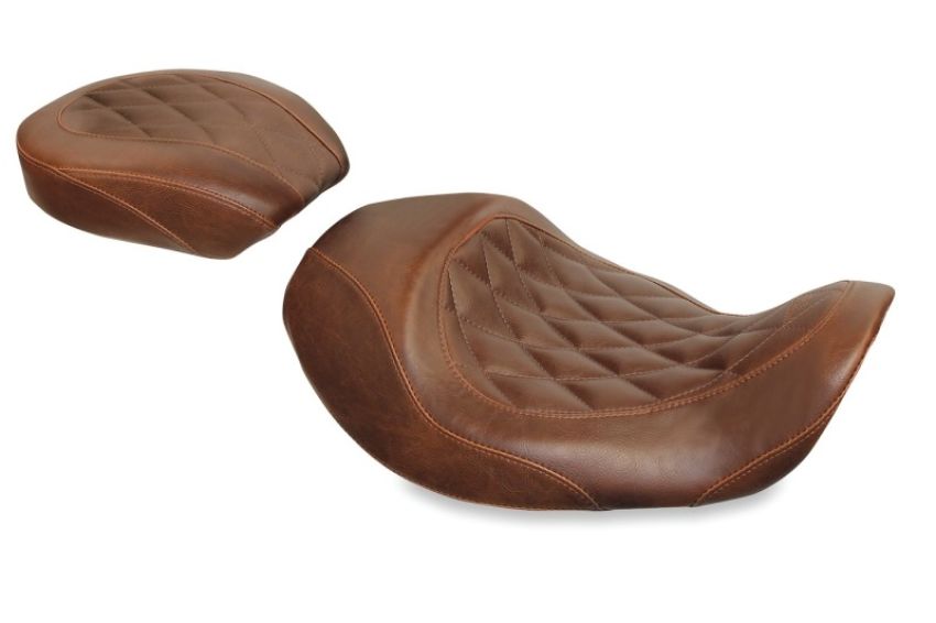 Mustang Motorcycle 76711 Mustang 06-17 Harley Dyna Wide Tripper Forward Solo Seat Diamond Stitch - Distressed Brown