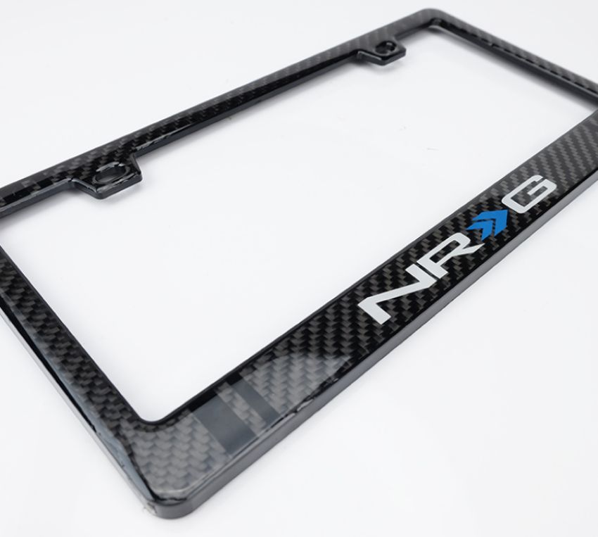 NRG CARB-P200NRG Carbon License Plate Frame/ Fiber Poly Dip Finish Wet w/  Logo