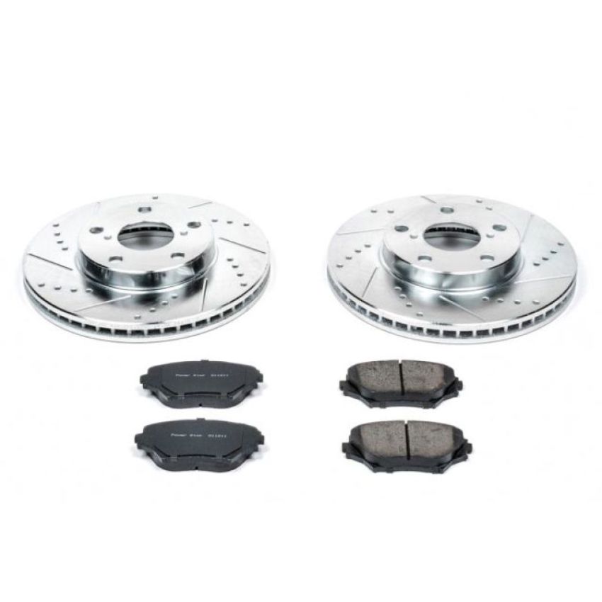 PowerStop K2419 Z23 Daily Driver Carbon-Fiber Ceramic Brake Pad and Drilled & Slotted Rotor Kit