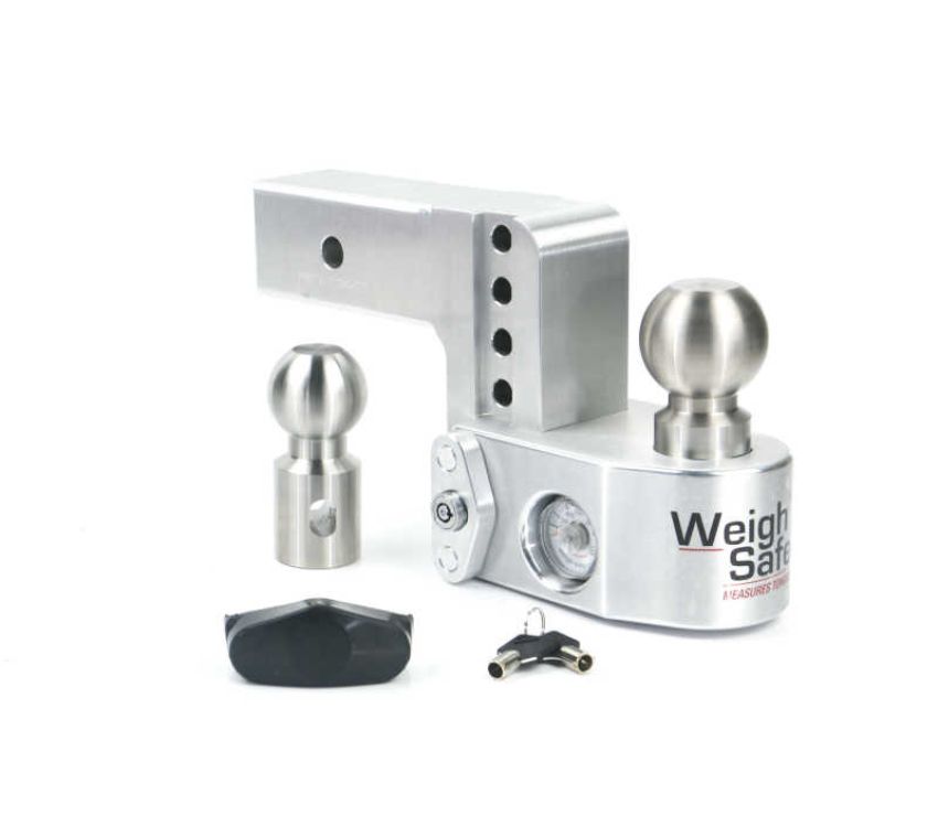 Weigh Safe WS4-2.5 4in Drop Hitch w/Built-in Scale & 2.5in Shank (10K/18.5K GTWR) - Aluminum