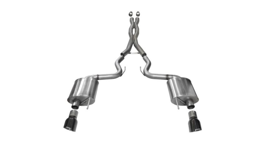 CORSA Performance 14332BLK Corsa 2015-2017 Ford Mustang GT 5.0 3in Cat Back Exhaust Black Dual Tips (Sport)