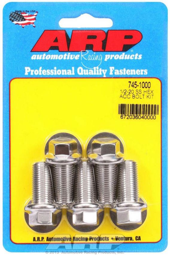 ARP ARP745-1000 S/S Bolt Kit - 6pt. (5) 1/2-20 x 1.000
