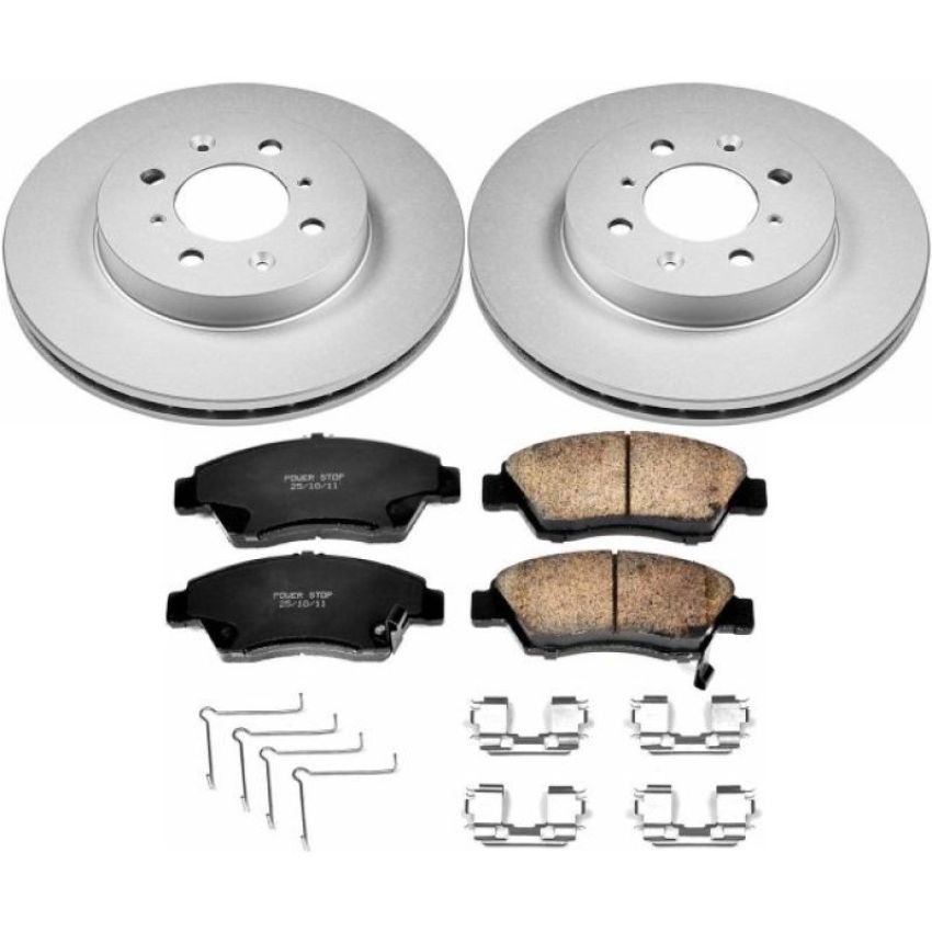 PowerStop CRK696 Genuine Geomet Coated Rotor and Low-Dust Ceramic Brake Pad Kit