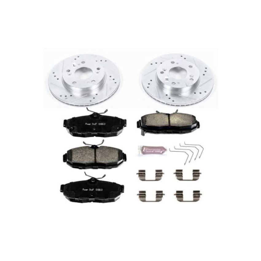 PowerStop K6319 Z23 Daily Driver Carbon-Fiber Ceramic Brake Pad and Drilled & Slotted Rotor Kit