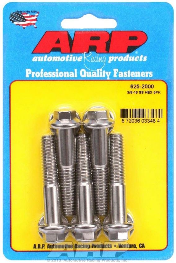ARP ARP625-2000 S/S Bolt Kit - 6pt. (5) 3/8-16 x 2.000
