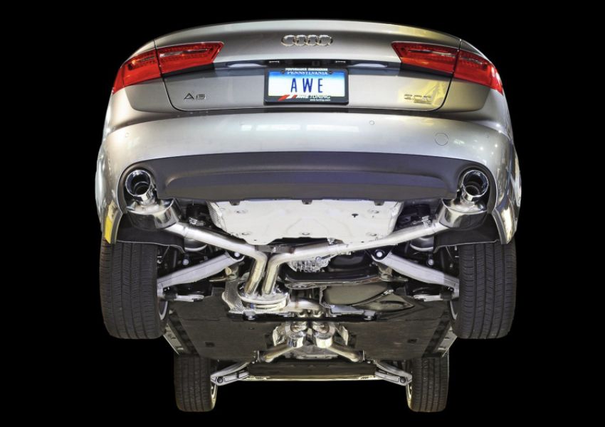 AWE Tuning 3015-32048 Audi C7 A6 3.0T Touring Edition Exhaust - Dual Outlet Chrome Silver Tips