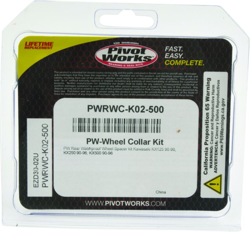Pivot Works PWRWC-K02-500 90-96 Kawasaki KX125 PW Rear Waterproof Wheel Spacer Kit