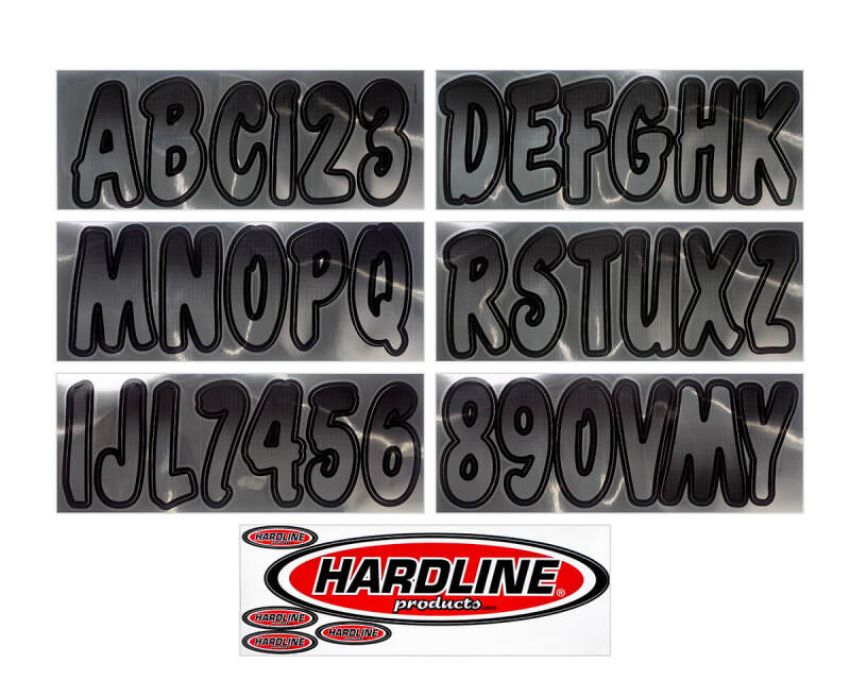 Hardline CHBKG200 Boat Lettering Registration Kit 3 in. - 200 Chrome/Black