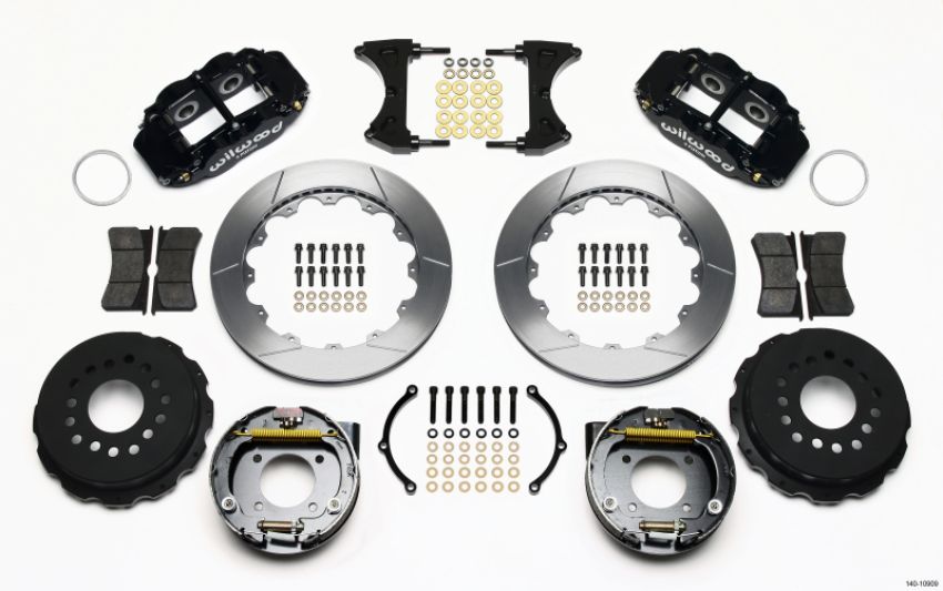 Wilwood 140-10909 Narrow Superlite 4R Rear P-Brk Kit 12.88in Chevy 12 Bolt-Spec 3.15in Brng Front mt
