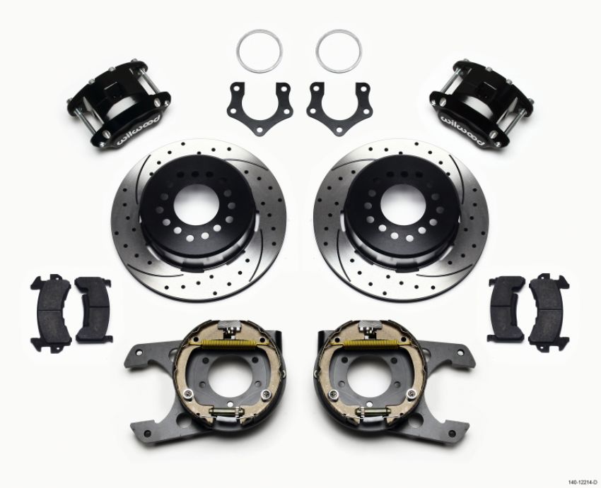 Wilwood 140-12214-D D154 P/S Park Brake Kit Drilled Mopar/Dana 2.36in Off w/Snap Ring Brng