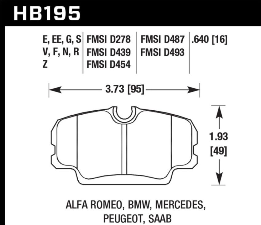 Hawk Performance HB195F.640 HPS Disc Brake Pad