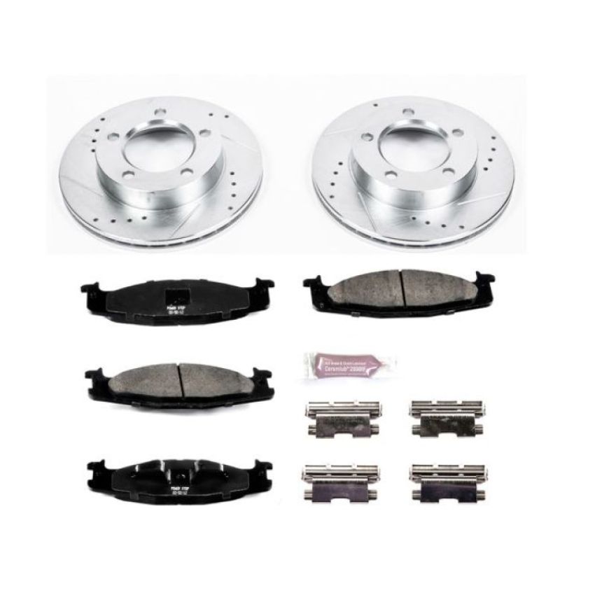 PowerStop K5067 Z23 Daily Driver Carbon-Fiber Ceramic Brake Pad and Drilled & Slotted Rotor Kit