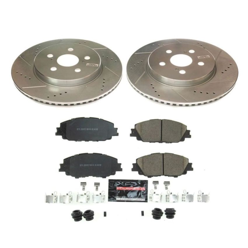 PowerStop K8328 Z23 Daily Driver Carbon-Fiber Ceramic Brake Pad and Drilled & Slotted Rotor Kit
