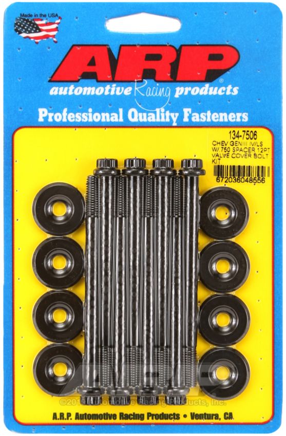 ARP 134-7506 Small Block Chevy GENIII/IV LS Series .750 Spacer 12pt Valve Cover Bolt Kit - Black