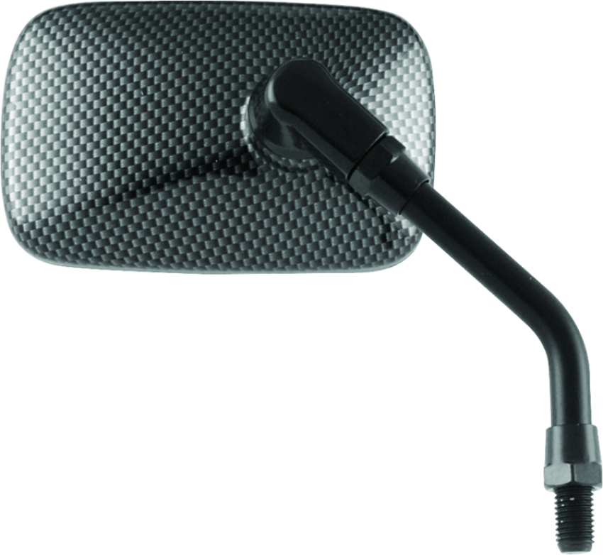 BikeMaster 600007 Mini Rectangle Mirror 10mm - Carbon Fiber - Each