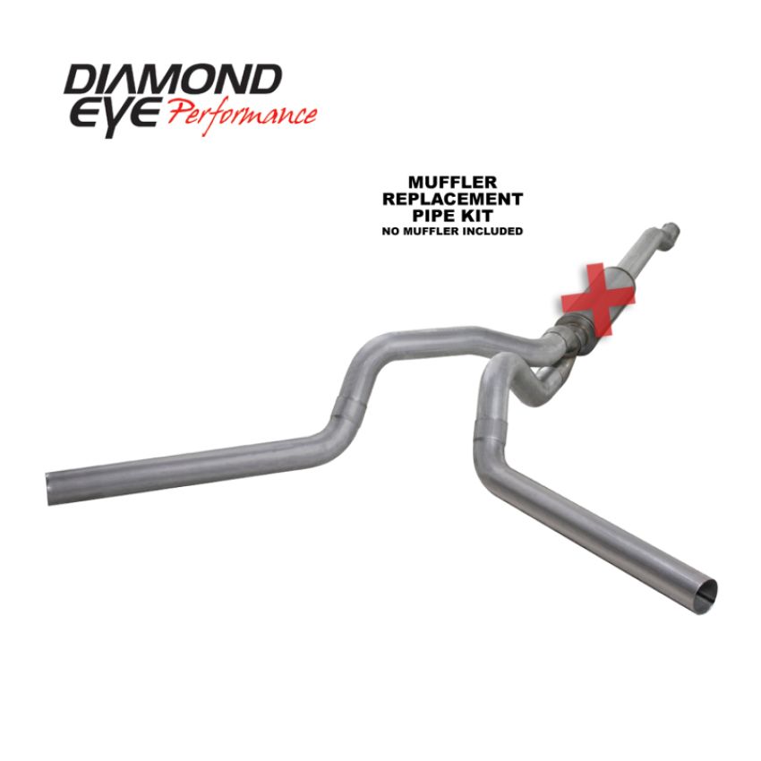 Diamond Eye Performance K4340A-RP Diamond Eye KIT 4in CB MFLR RPLCMENT PIPE DUAL AL: 03-07 FORD 6.0L F250/F350