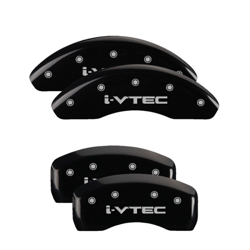 MGP 20179SIVTBK 4 Caliper Covers Engraved Front & Rear i-Vtec Black finish silver ch