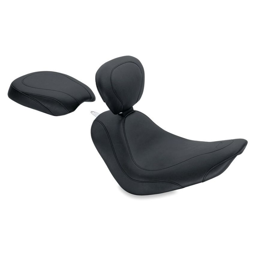Mustang Motorcycle 79735 Mustang 06-17 Harley Softail Wide Tire(200mm)Wide Tripper Solo Seat w/Driver Backrest - Black