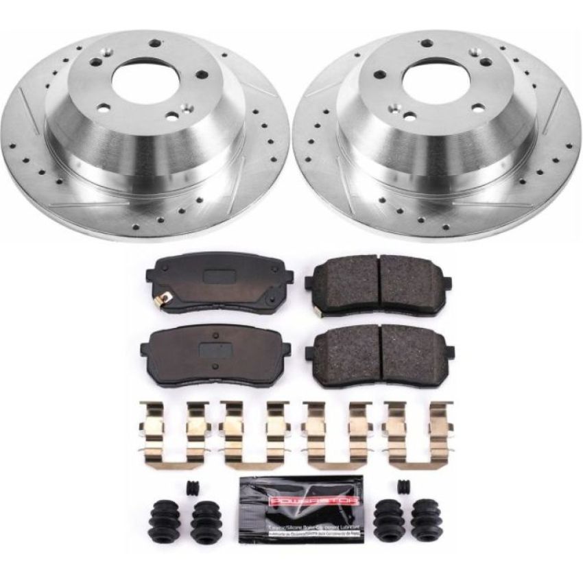 PowerStop K7213 Z23 Daily Driver Carbon-Fiber Ceramic Brake Pad and Drilled & Slotted Rotor Kit