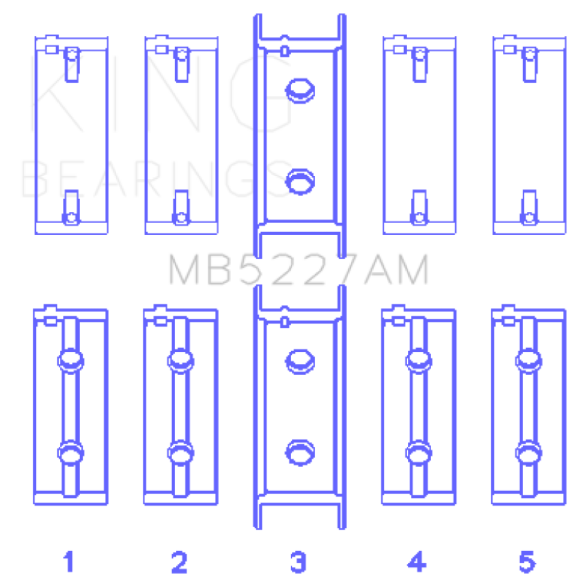 King Engine Bearings MB5227AM0.75 Mitsubishi 4G63/4G63T (->92) (Size +0.75mm) Main Bearing Set