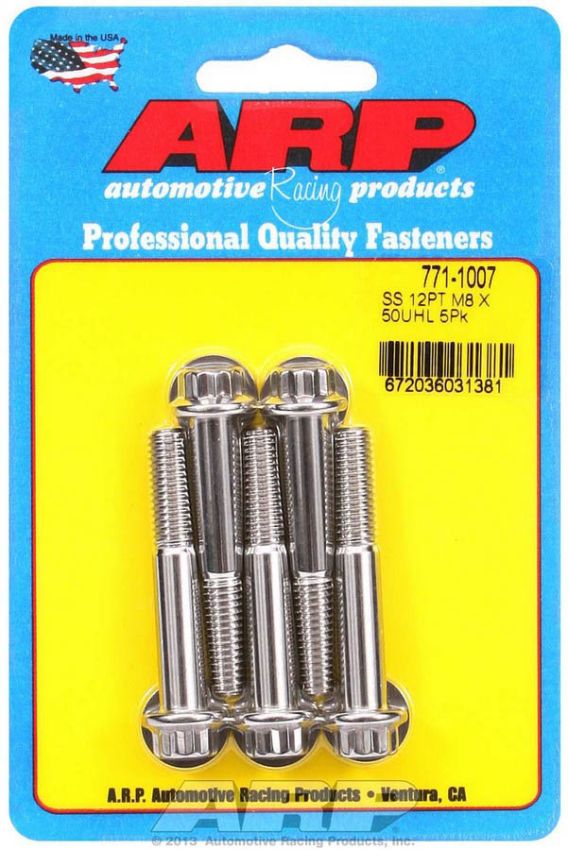 ARP ARP771-1007 S/S Bolt Kit - 12pt. (5) 8mm x 1.25 x 50mm
