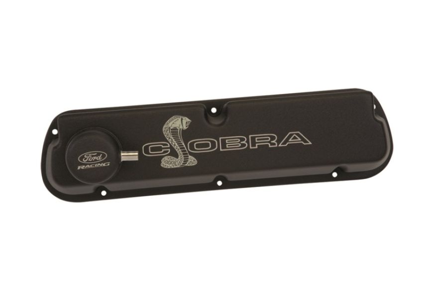 FORD FRDM6582-LE302SBK SBF Valve Covers w/Cobra Logo Black