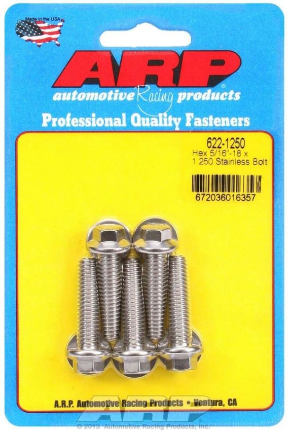 ARP ARP622-1250 S/S Bolt Kit - 6pt. (5) 5/16-18 x 1.250