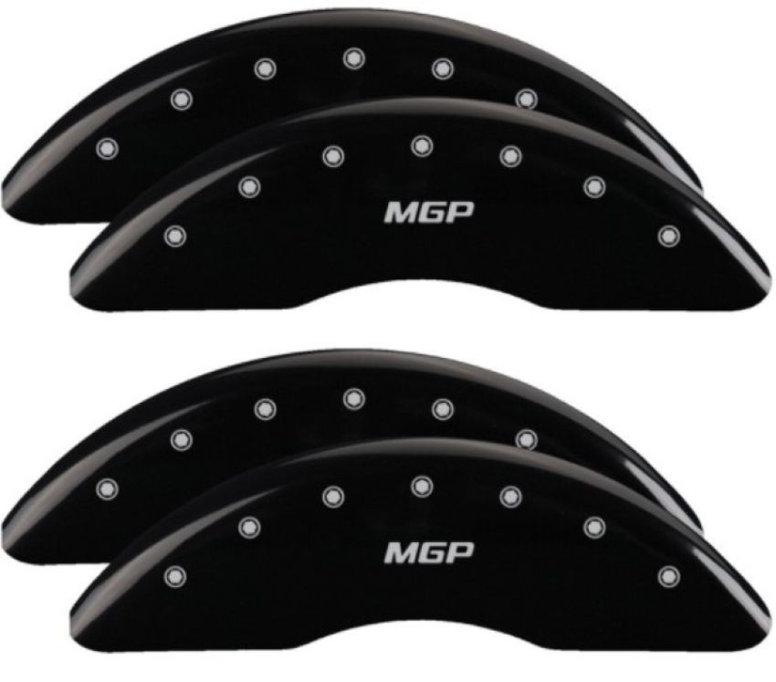 MGP 55007SMGPBK 4 Caliper Covers Engraved Front & Rear 2019+ Ram 2500/3500 Black Finish Silver  Logo