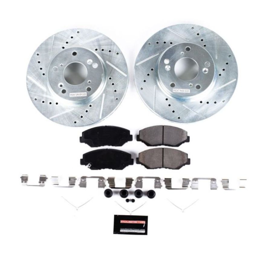 PowerStop K1043 Z23 Daily Driver Carbon-Fiber Ceramic Brake Pad and Drilled & Slotted Rotor Kit