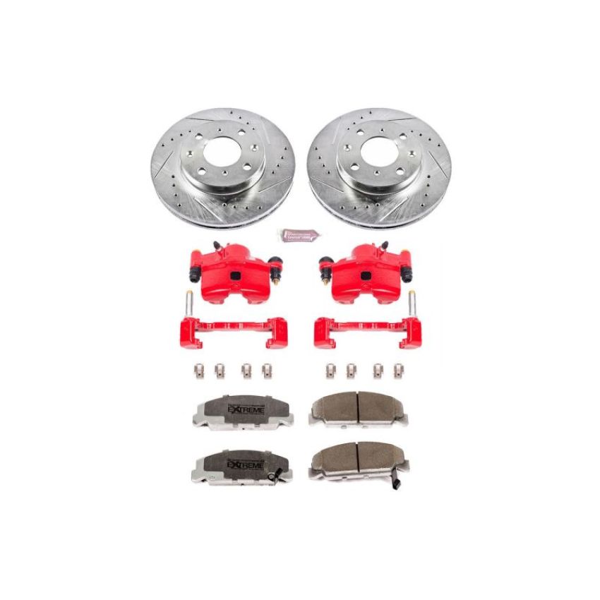 PowerStop KC699-26 Z26 Street Performance Ceramic Brake Pad, Drilled Slotted Rotor, and Caliper Kit