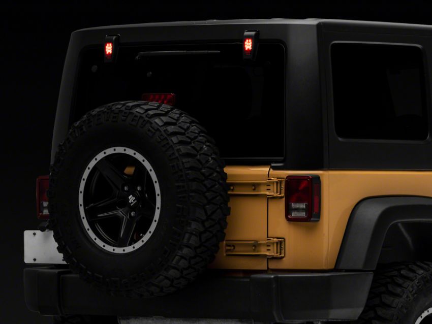 Raxiom J153594 07-18 Jeep Wrangler JK w/ Hard Top Axial Series Rear Window Glass Hinge LED Lights