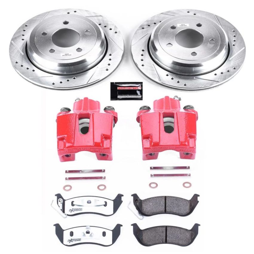 PowerStop KC1368-26 Z26 Street Performance Ceramic Brake Pad, Drilled Slotted Rotor, and Caliper Kit