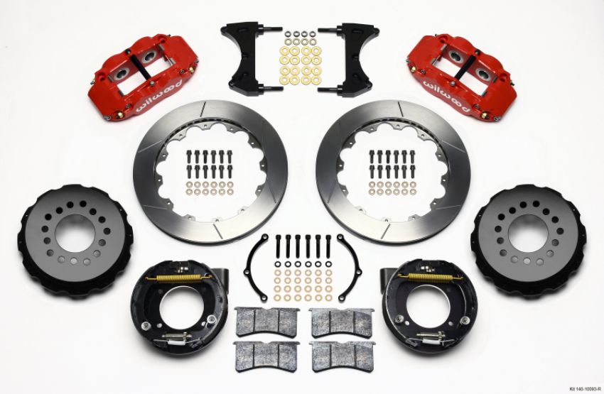 Wilwood 140-10093-R Narrow Superlite 4R Rear P-Brk Kit 12.88in Red Chevy C-10 2.42 Offset 5-lug