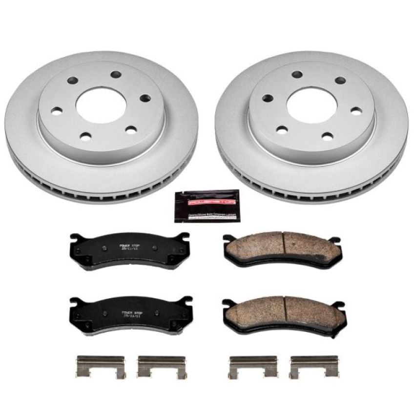 PowerStop CRK2009 Genuine Geomet Coated Rotor and Low-Dust Ceramic Brake Pad Kit