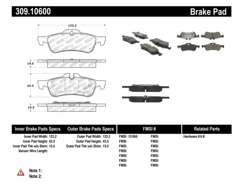 Stoptech 309.10600 Performance 02-06 Mini Rear Brake Pads