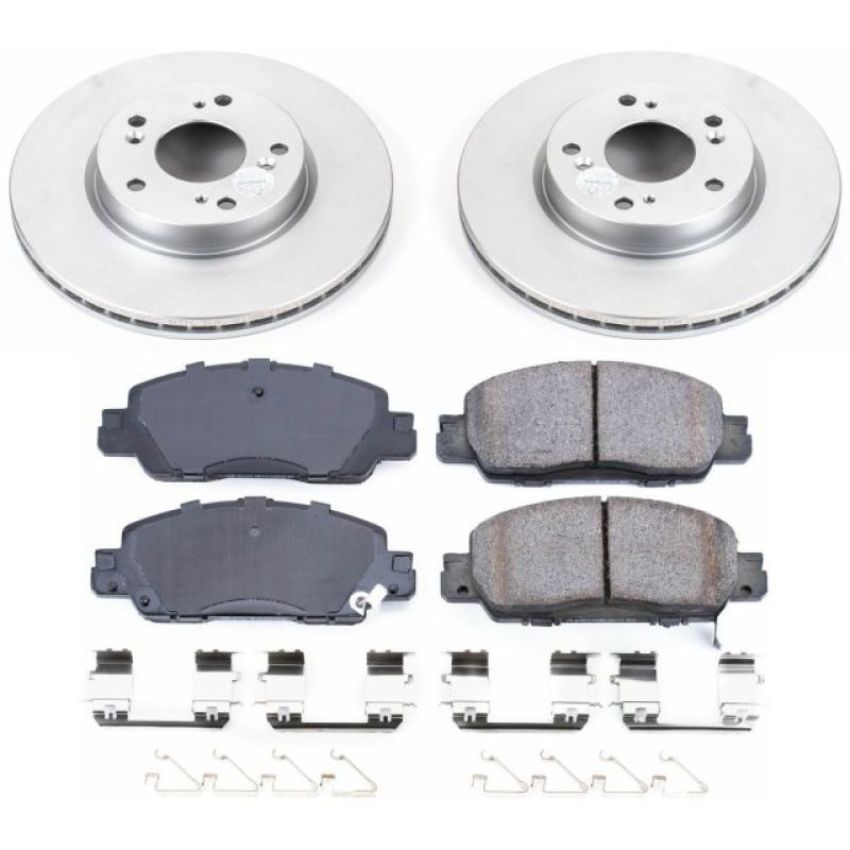 PowerStop CRK7345 Genuine Geomet Coated Rotor and Low-Dust Ceramic Brake Pad Kit
