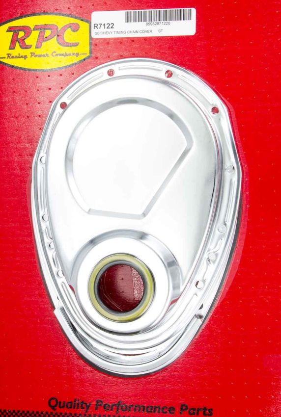 RACING POWER CO-PACKAGED RPCR7122 SBC 2PC Timing Chain Cover Chrome