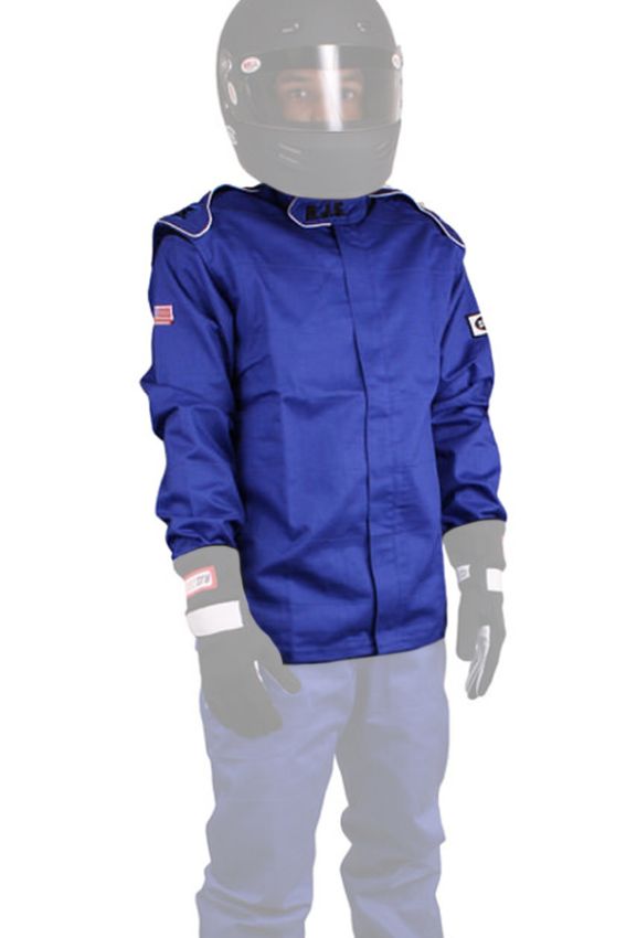 RJS SAFETY RJS200400304 Jacket Blue Medium SFI-1 FR Cotton