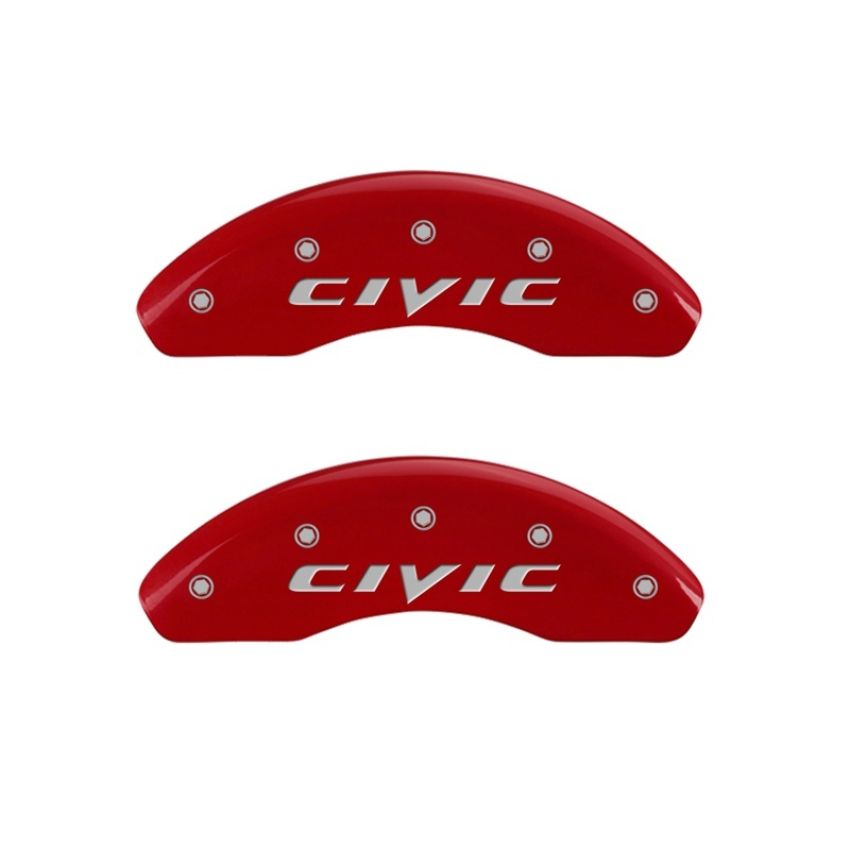 MGP 20212FCIVRD Front set 2 Caliper Covers Engraved Front 2015/Civic Red finish silver ch