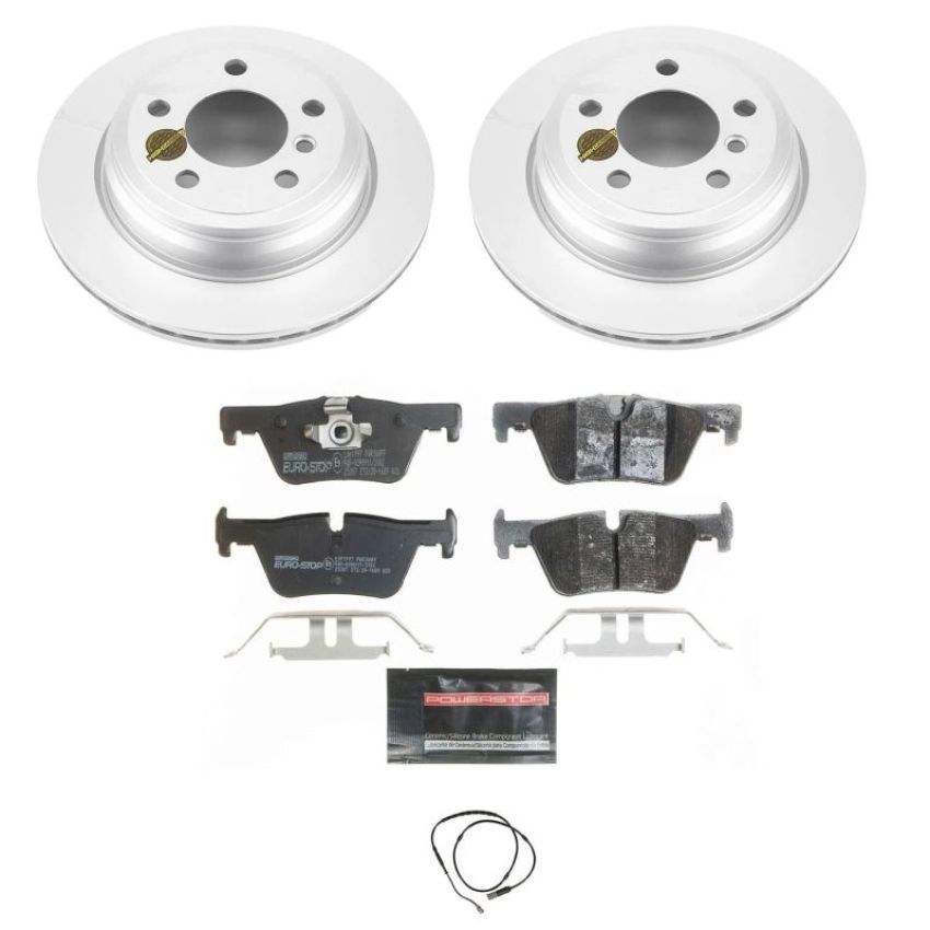 PowerStop ESK6852 Genuine Geomet Coated Rotors, ECE-R90 Brake Pads + Hardware Kit