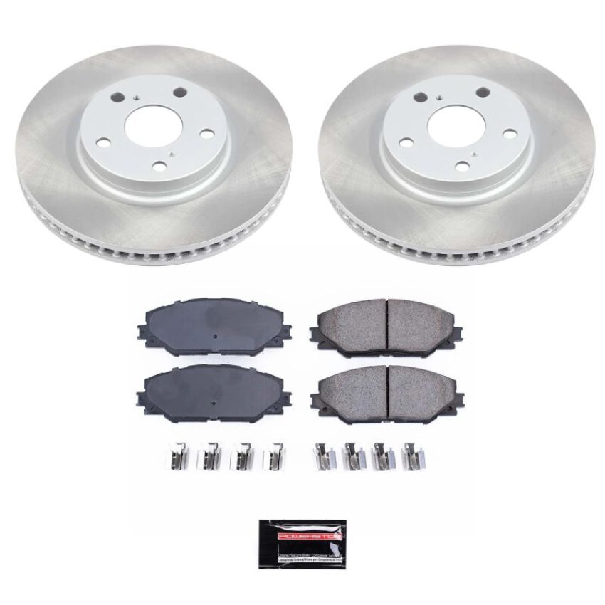 PowerStop SC3054 Semi-Coated Rotor and Low-Dust Ceramic Brake Pad Kit