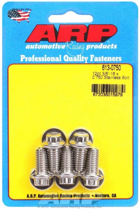 ARP ARP613-0750 S/S Bolt Kit - 12pt. (5) 3/8-16 x .750