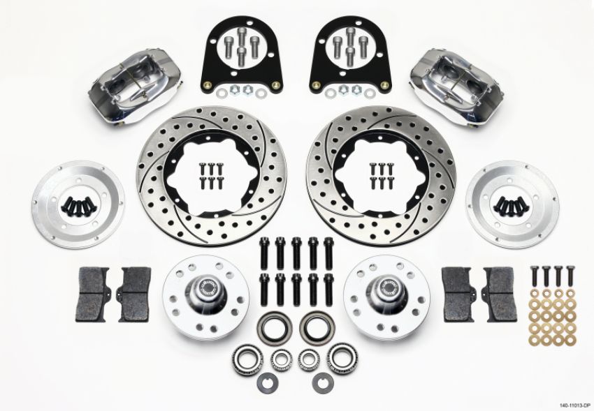 Wilwood 140-11013-DP Forged Dynalite Front Kit 11.00in Drill-Polished 37-48 Ford Psgr. Car Spindle