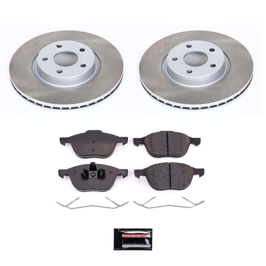 PowerStop SC4575 Semi-Coated Rotor and Low-Dust Ceramic Brake Pad Kit