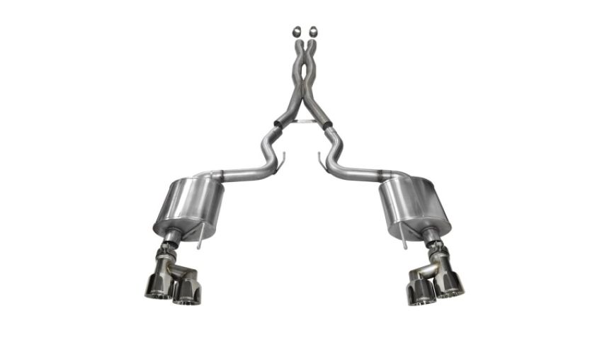 CORSA Performance 14337 Corsa 2015-2017 Ford Mustang GT 5.0 3in Cat Back Exhaust Polish Quad Tips (Sport)